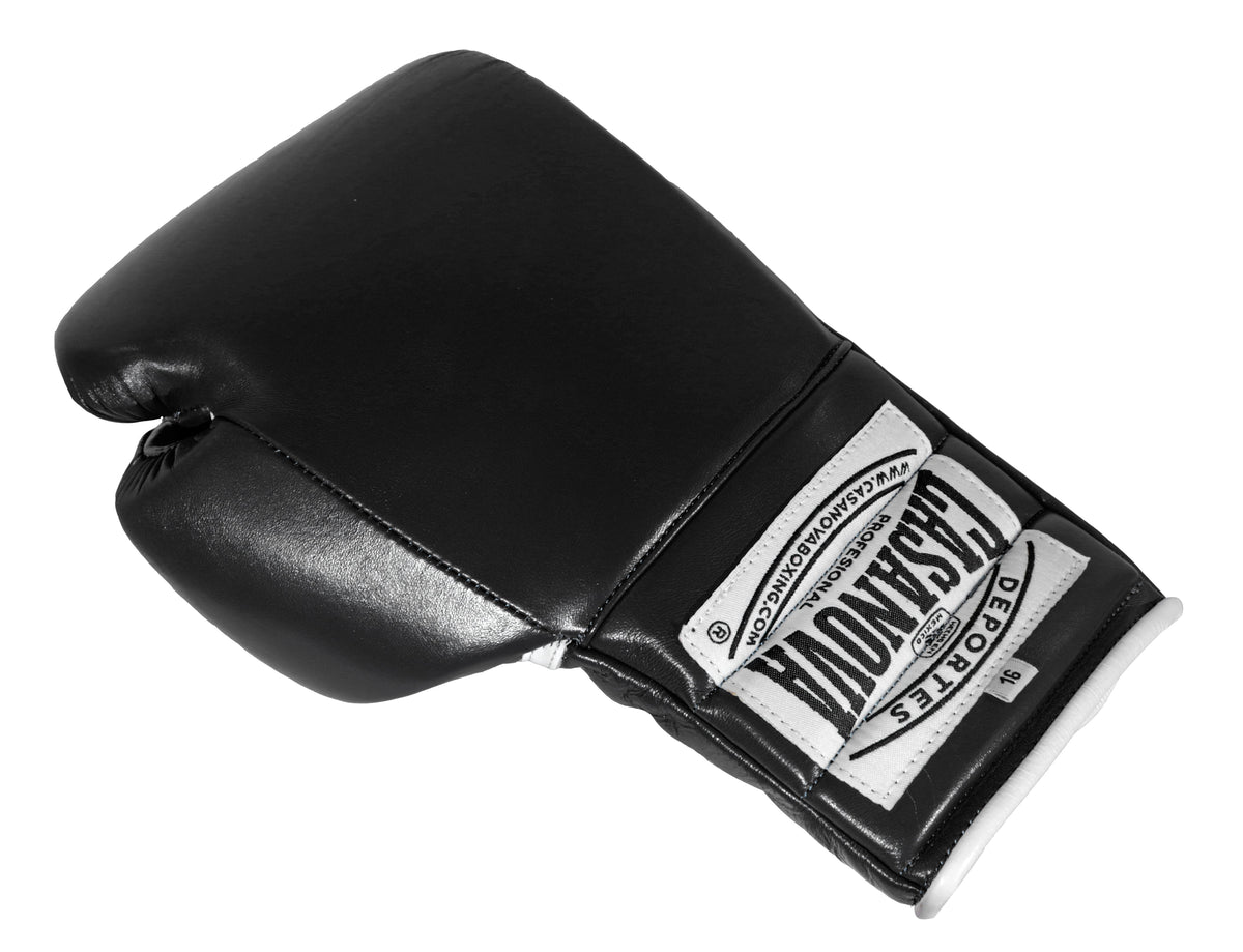(NEW) Casanova® Boxing Professional Lace-Up Boxing Gloves - Black