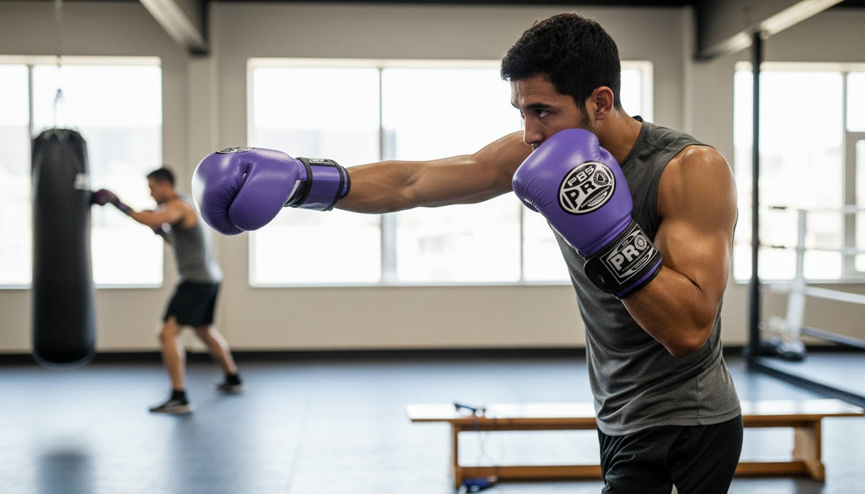 ProBoxing® Classic Leather Boxing Gloves - Training Gloves - Purple
