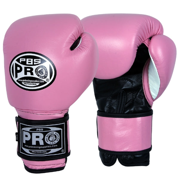 ProBoxing® Classic Leather Boxing Gloves - Training Gloves - Pink & Black