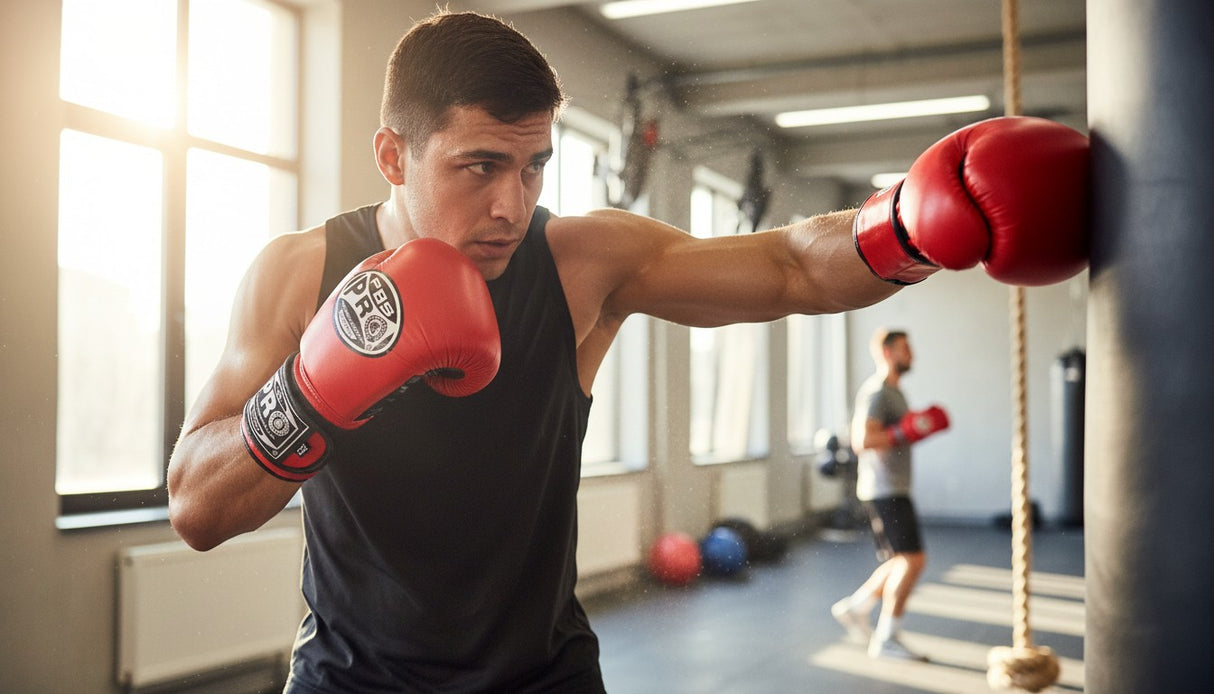 ProBoxing® Classic Leather Boxing Gloves - Training Gloves - Red & Black