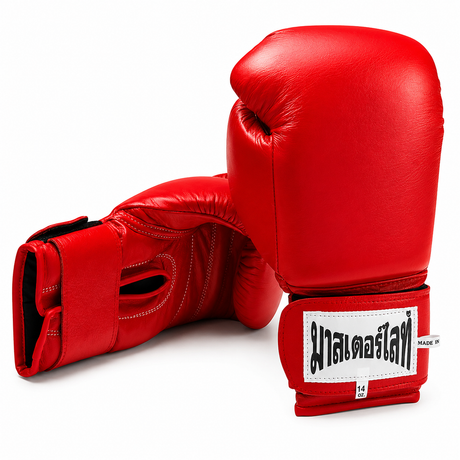 Thaismai Boxing Gloves - Hook & Loop - Leather (Black)