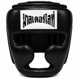 Thaismai Boxing Head Gear Cheek & Chin - Leather (Black)