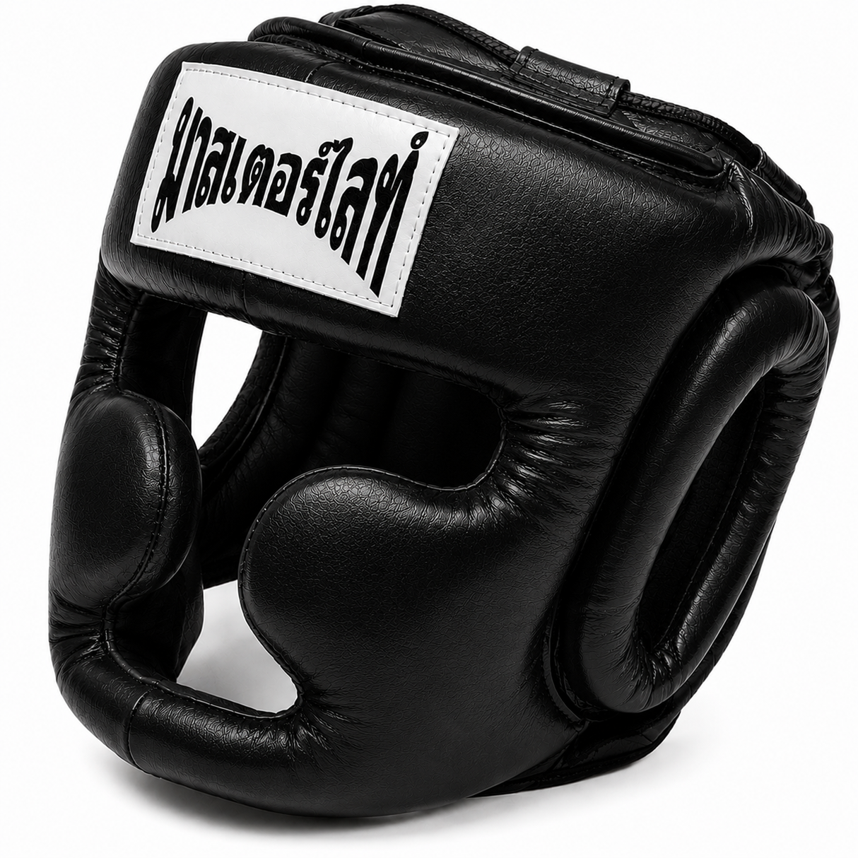 Thaismai Boxing Head Gear Cheek & Chin - Leather (Black)