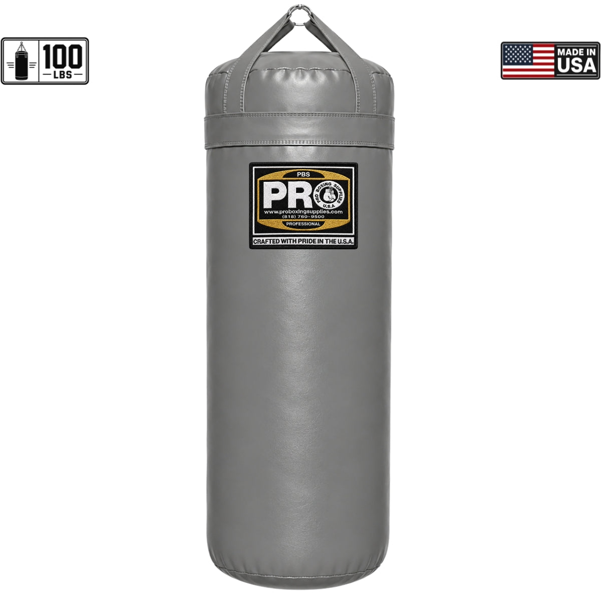 ProBoxing® 100 lbs Heavy Punching Bag - Grey
