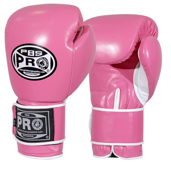 ProBoxing® Classic Leather Boxing Gloves - Training Gloves - Pink & White