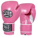 ProBoxing® Classic Leather Boxing Gloves - Training Gloves - Pink & White