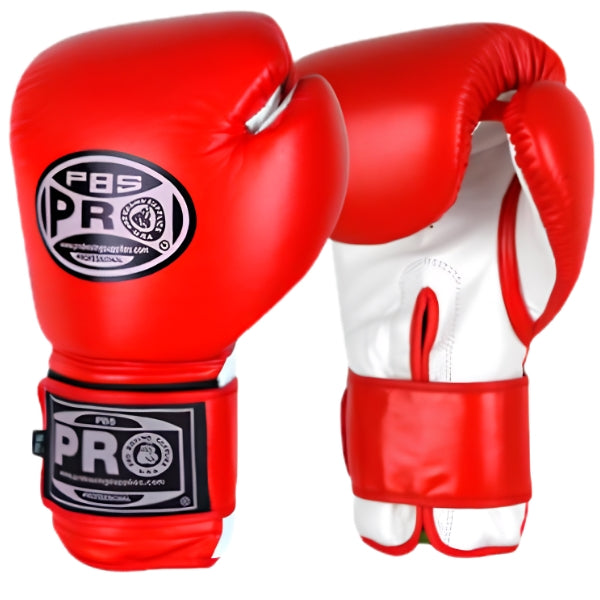 ProBoxing® Classic Leather Boxing Gloves - Training Gloves - Red & White