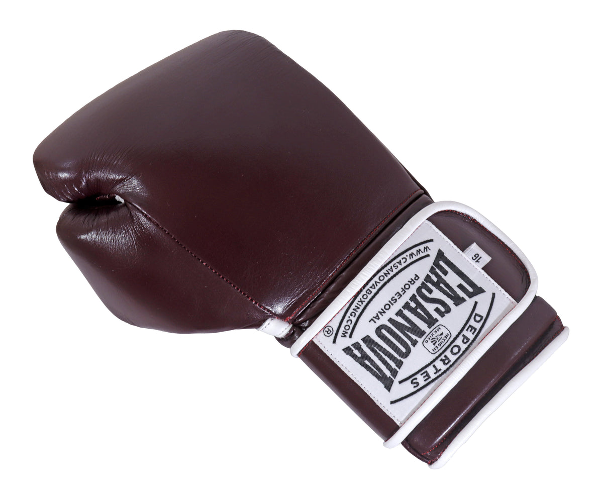 (NEW) Casanova® Boxing Professional Hook & Loop Boxing Gloves - Burgundy