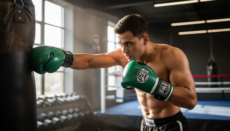 ProBoxing® Classic Leather Boxing Gloves - Training Gloves - Green & Black