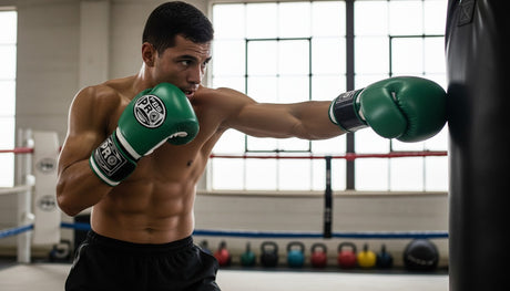 ProBoxing® Classic Leather Boxing Gloves - Training Gloves - Green & Black