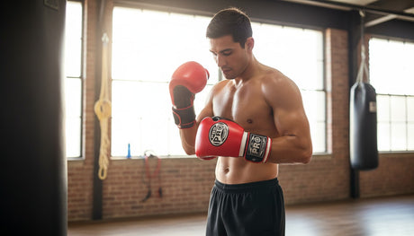ProBoxing® Classic Leather Boxing Gloves - Training Gloves - Red & Black
