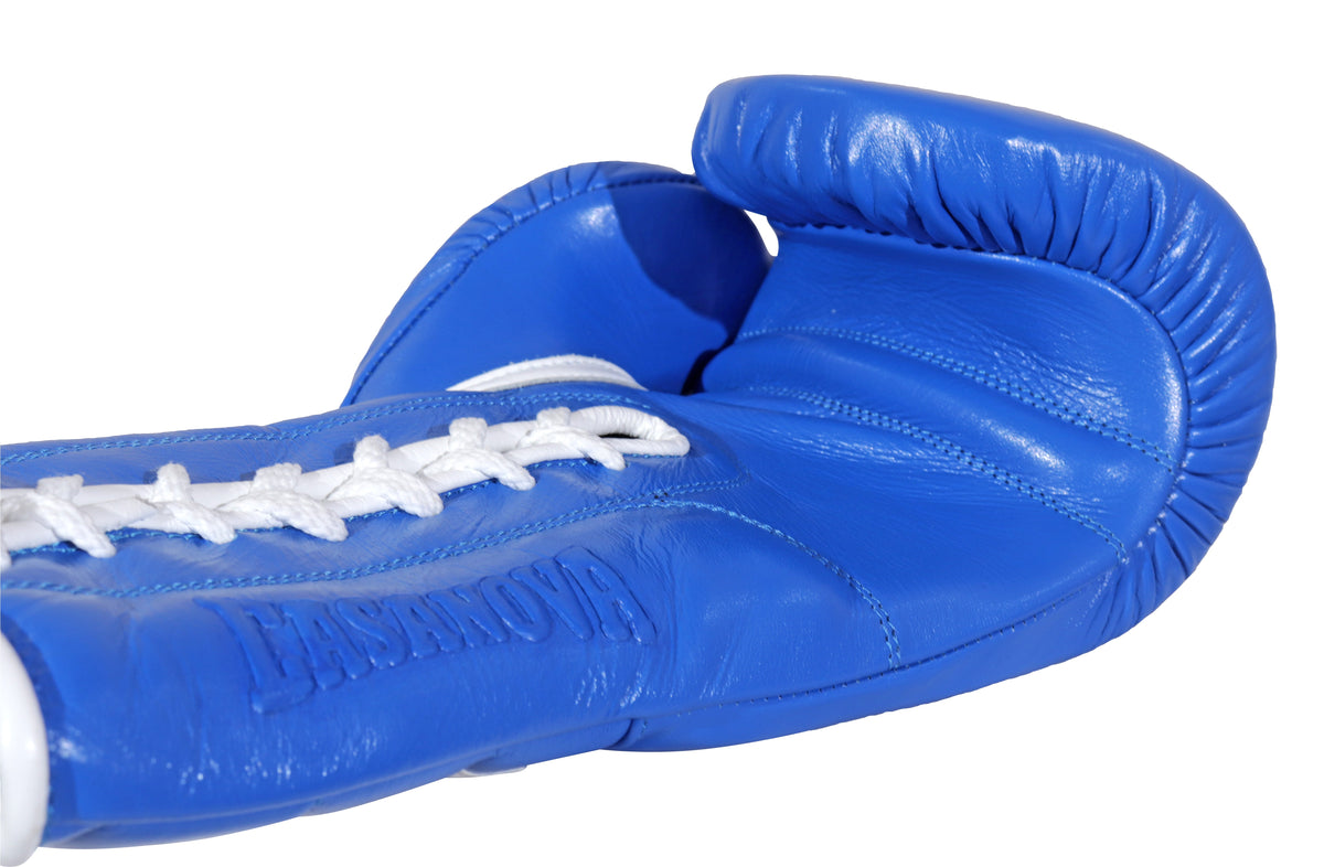 (NEW) Casanova® Boxing Professional Lace-Up Boxing Gloves - Blue