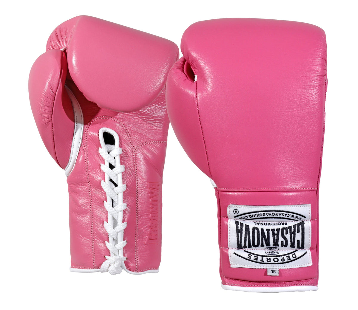(NEW) Casanova® Boxing Professional Lace-Up Boxing Gloves - Pink