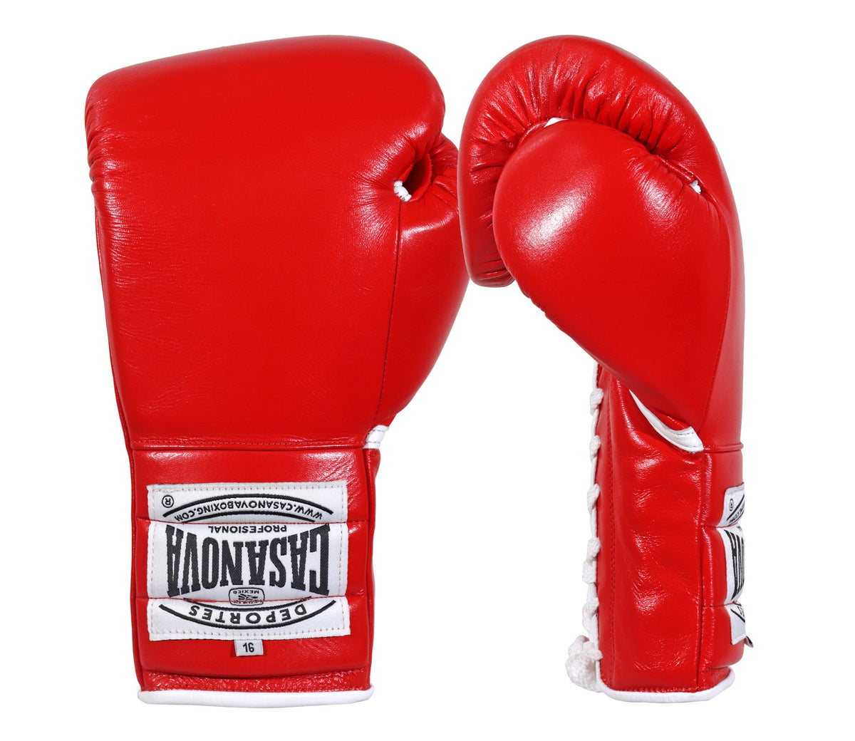 (NEW) Casanova® Boxing Professional Lace-Up Boxing Gloves - Red