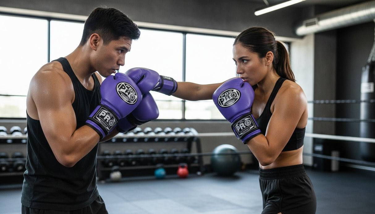 ProBoxing® Classic Leather Boxing Gloves - Training Gloves - Purple