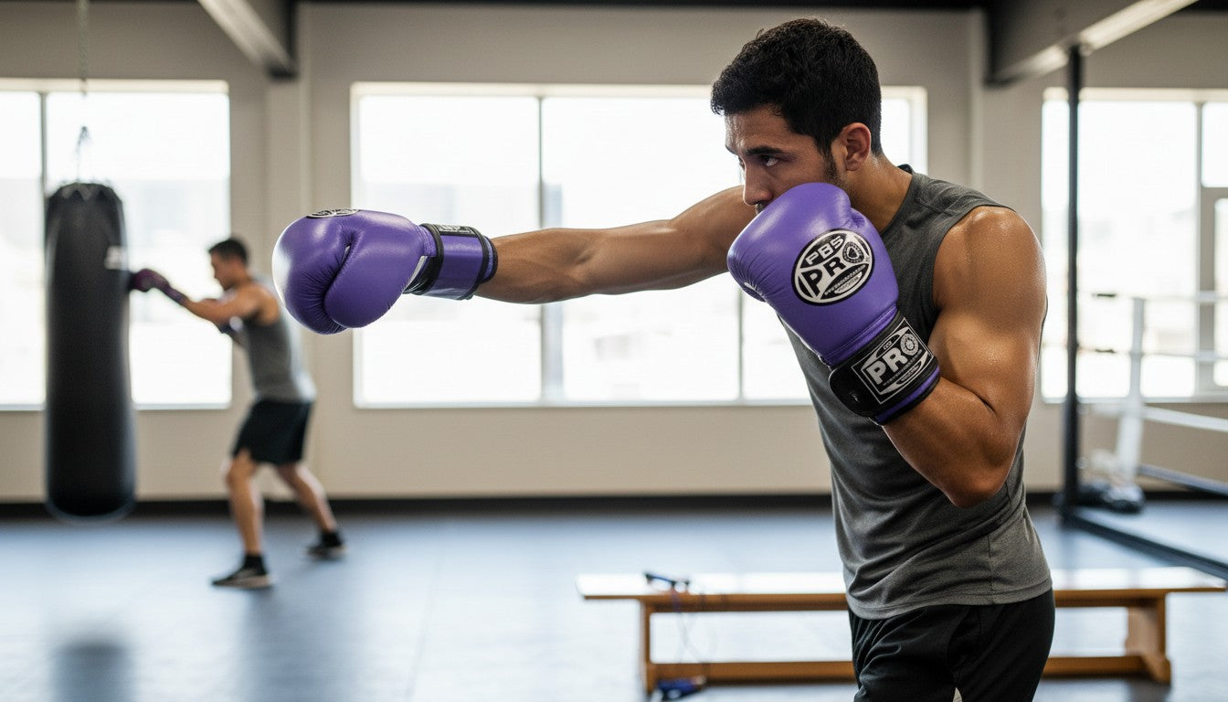 ProBoxing® Classic Leather Boxing Gloves - Training Gloves - Purple