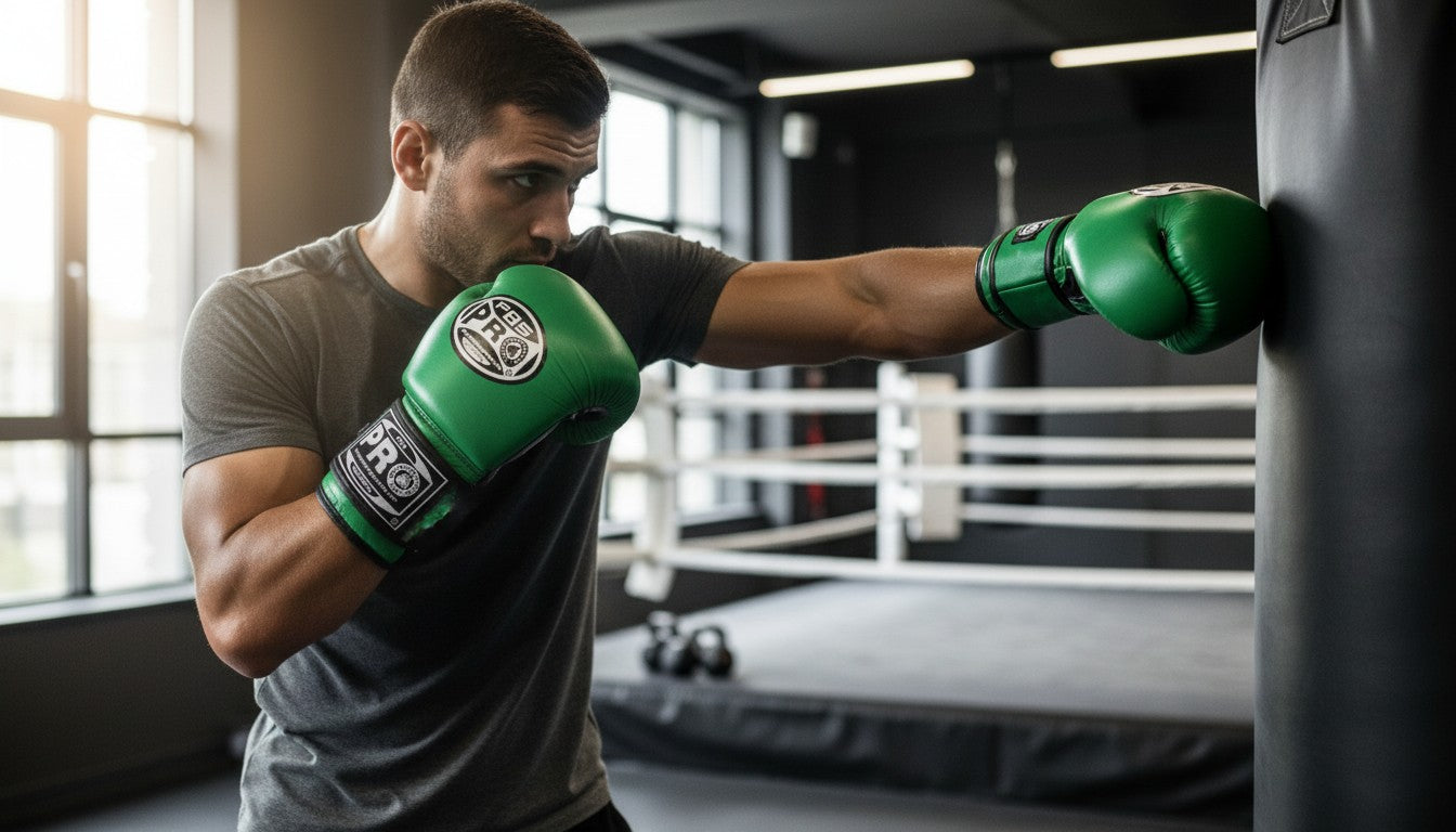 ProBoxing® Classic Leather Boxing Gloves - Training Gloves - Green