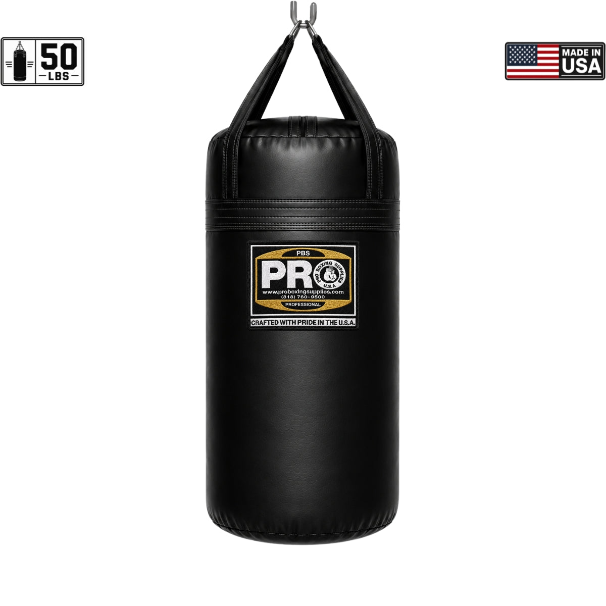 ProBoxing® 50 lbs Heavy Punching Bag - Black