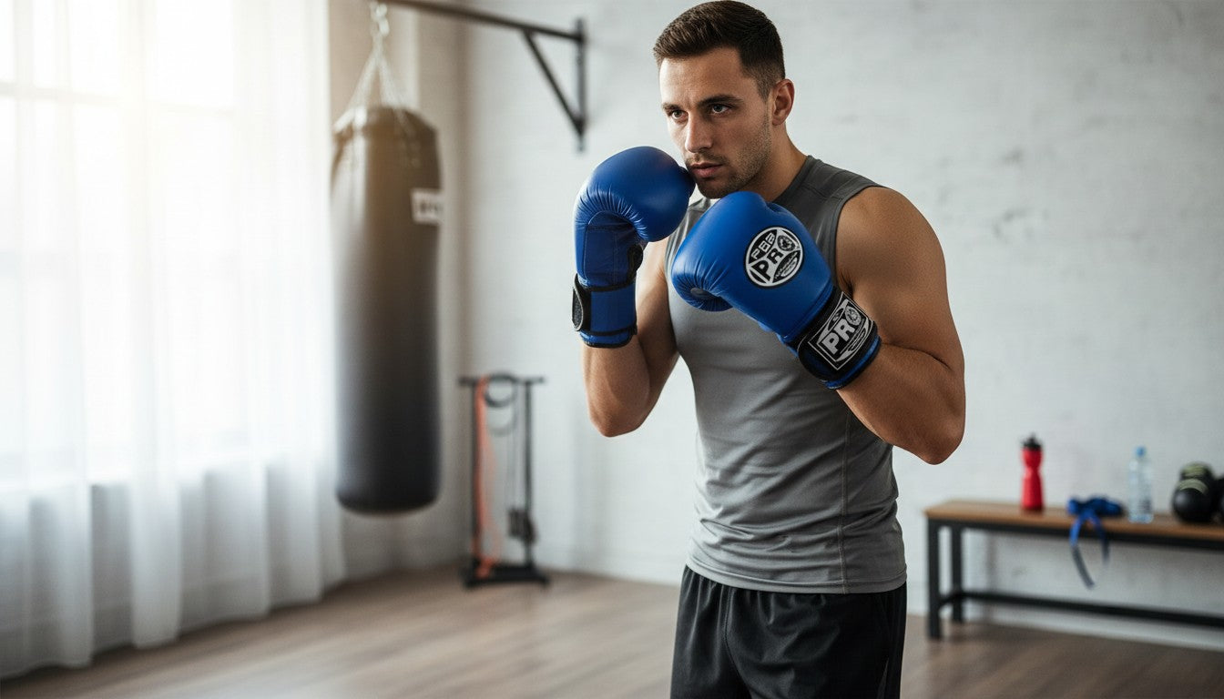 ProBoxing® Classic Leather Boxing Gloves - Training Gloves - Blue
