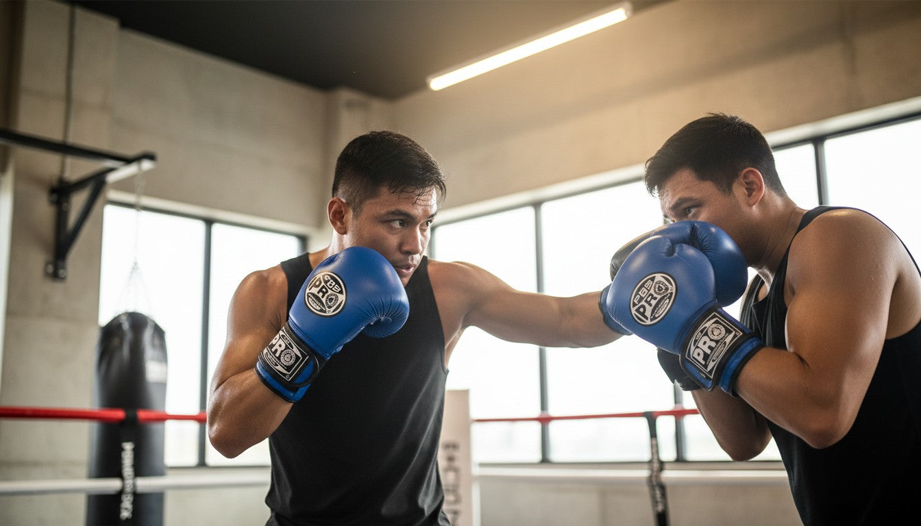 ProBoxing® Classic Leather Boxing Gloves - Training Gloves - Blue