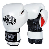ProBoxing® Classic Leather Boxing Gloves - Training Gloves - White & Red