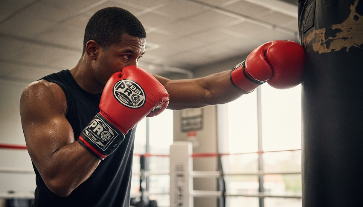 ProBoxing® Classic Leather Boxing Gloves - Training Gloves - Red & Black