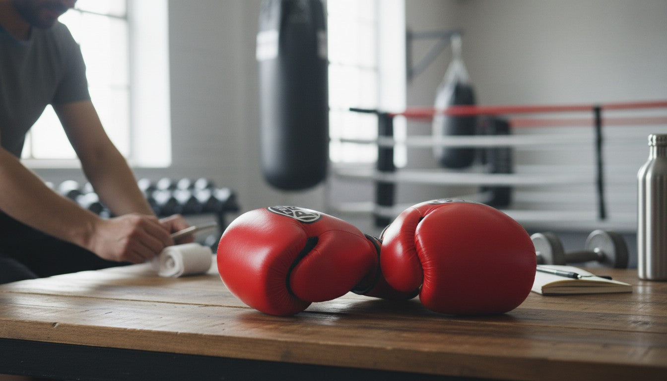 ProBoxing® Classic Leather Boxing Gloves - Training Gloves - Red & Black