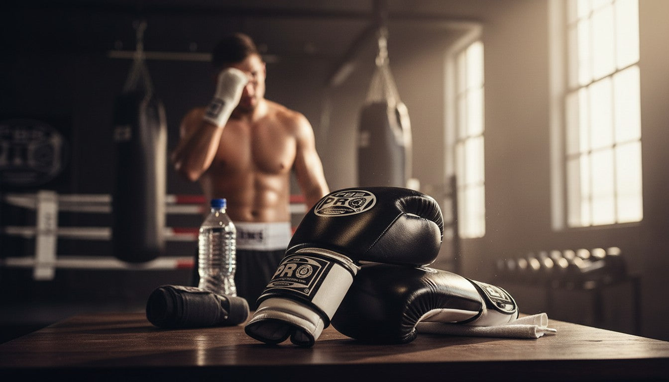 ProBoxing® Classic Leather Boxing Gloves - Training Gloves - Black & White