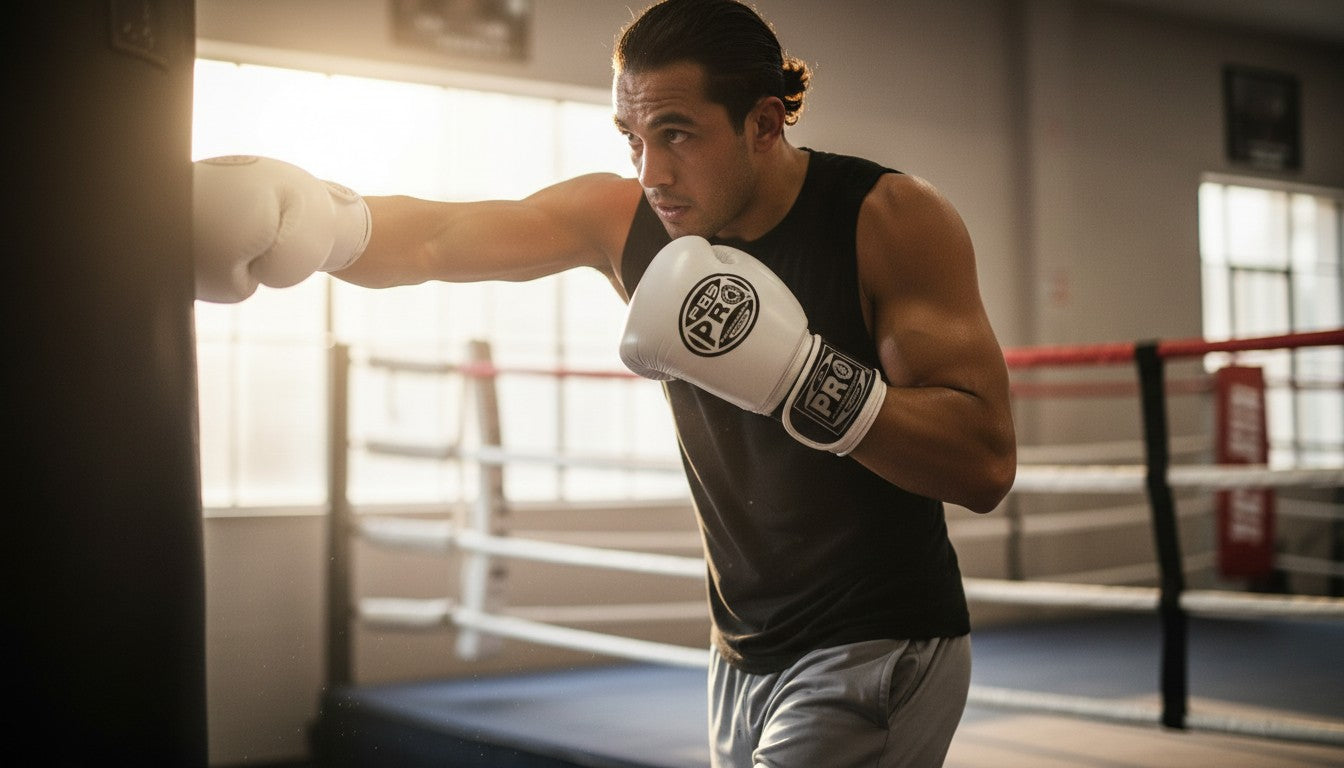 ProBoxing® Classic Leather Boxing Gloves - Training Gloves - White
