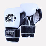 ProBoxing® Ultimate Hook and Loop Boxing Gloves – White/Black