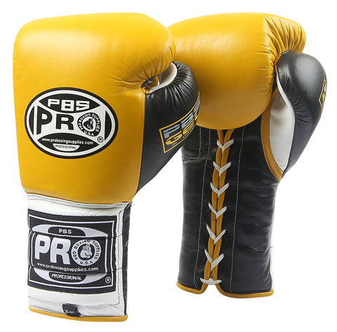 ProBoxing® Series Gel Lace Gloves -  Yellow/Black with Black Thumb