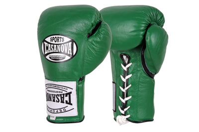 Casanova Boxing® Professional Lace Up Official Fight Gloves - Green